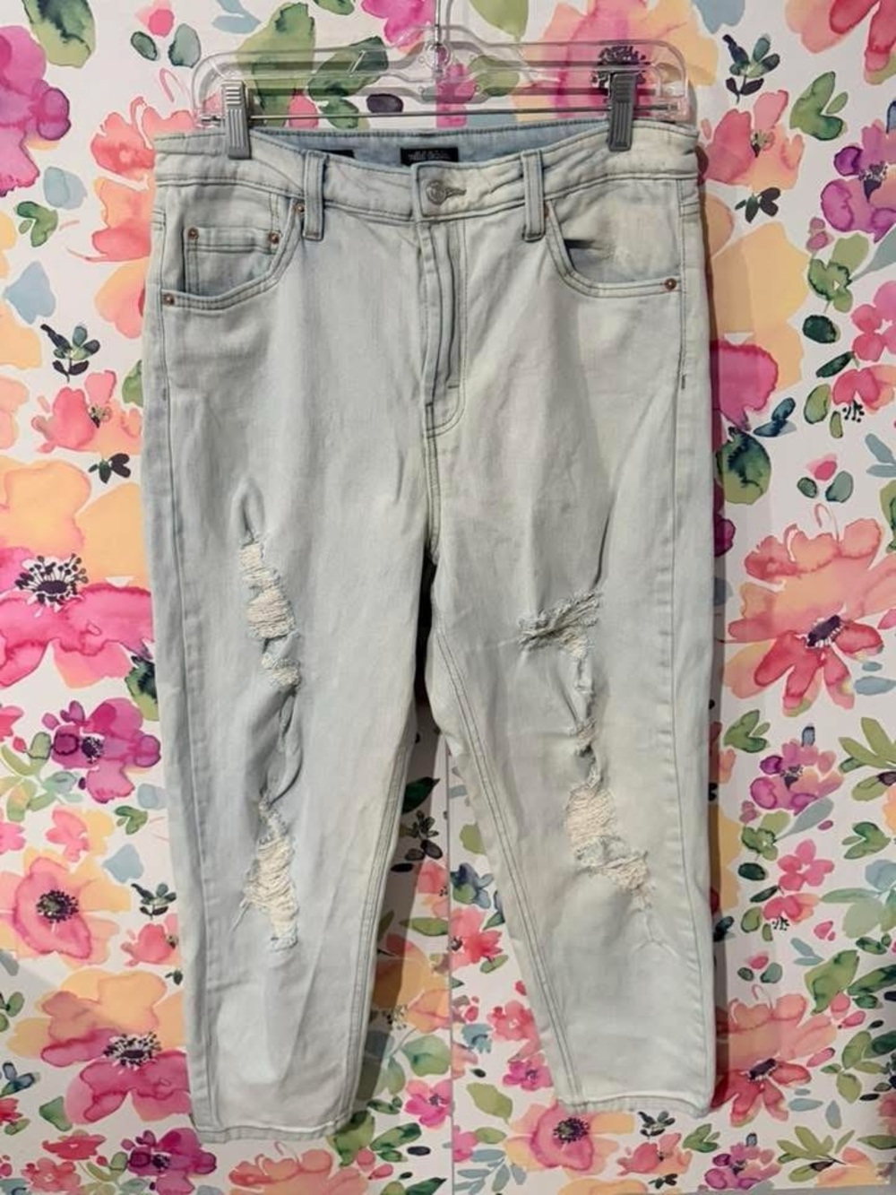 wild fable Light Wash Distressed Straight Leg Jeans